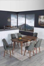 Lion 6 Kişilik Açılır Masa Sandalye Takımı Mutfak Masası Takımı Salon Masası Yemek Masası Masa Takımı - Görsel 9