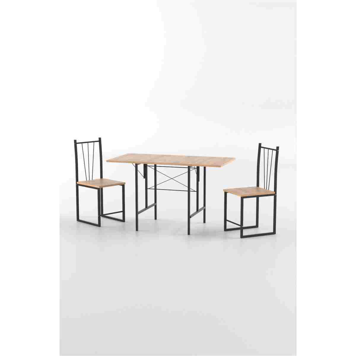 Retodesign RETODESİGN YILDIZ KATLANIR MUTFAK MASASI 2 SANDALYELİ TAKIM 1626 - Görsel 8
