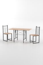 Retodesign RETODESİGN YILDIZ KATLANIR MUTFAK MASASI 2 SANDALYELİ TAKIM 1626 - Görsel 8