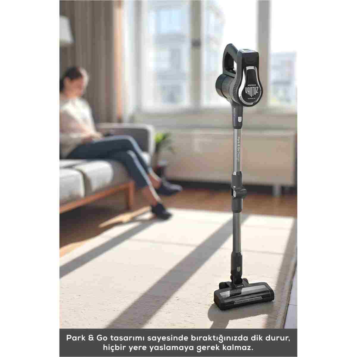 Karaca Power Up Pro Dik Süpürge Black Chrome 350 W - Görsel 5