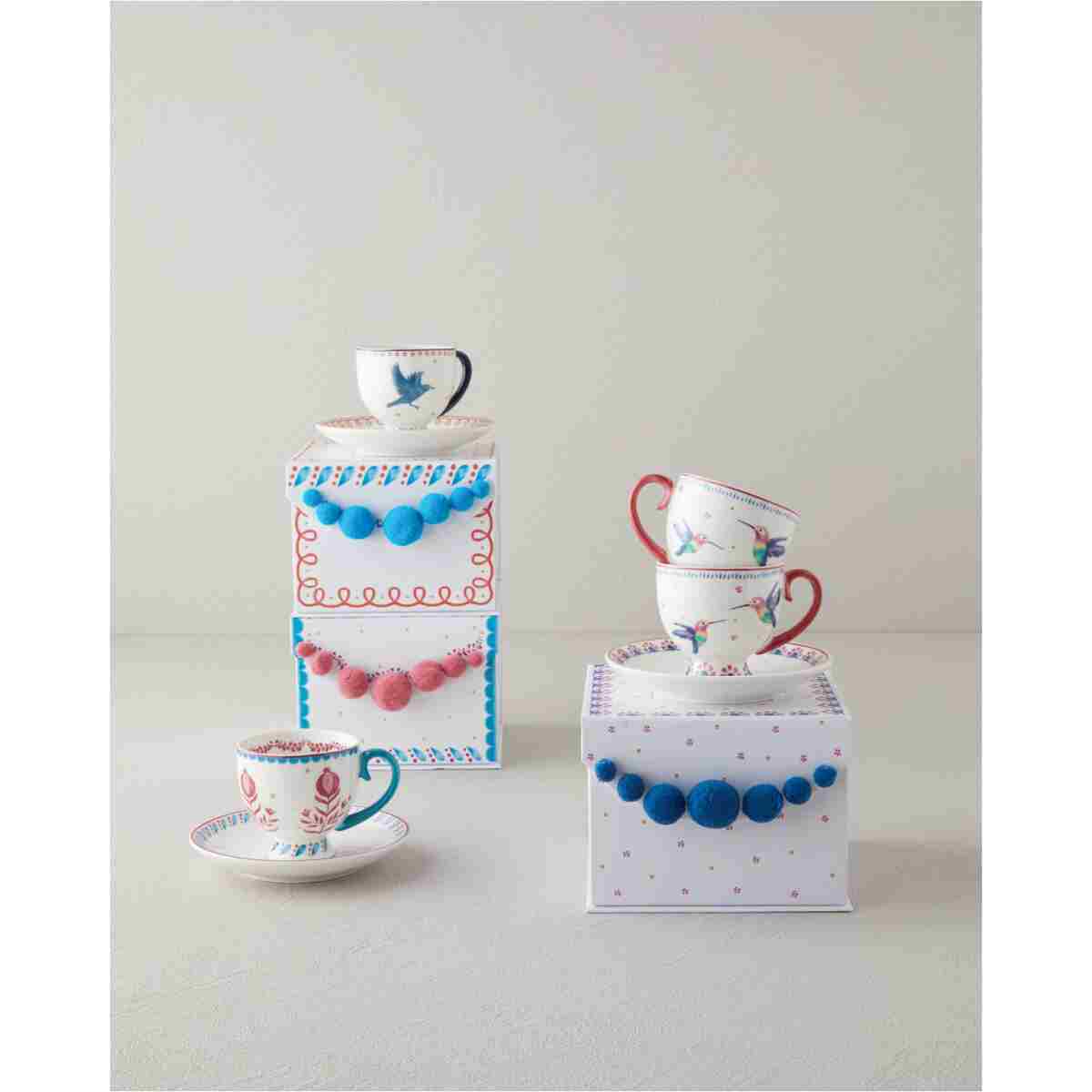 English Home Carnival Sparrow New Bone China Kahve Fincan Takımı 4 Parça 2 Kişilik Fuşya - Görsel 10