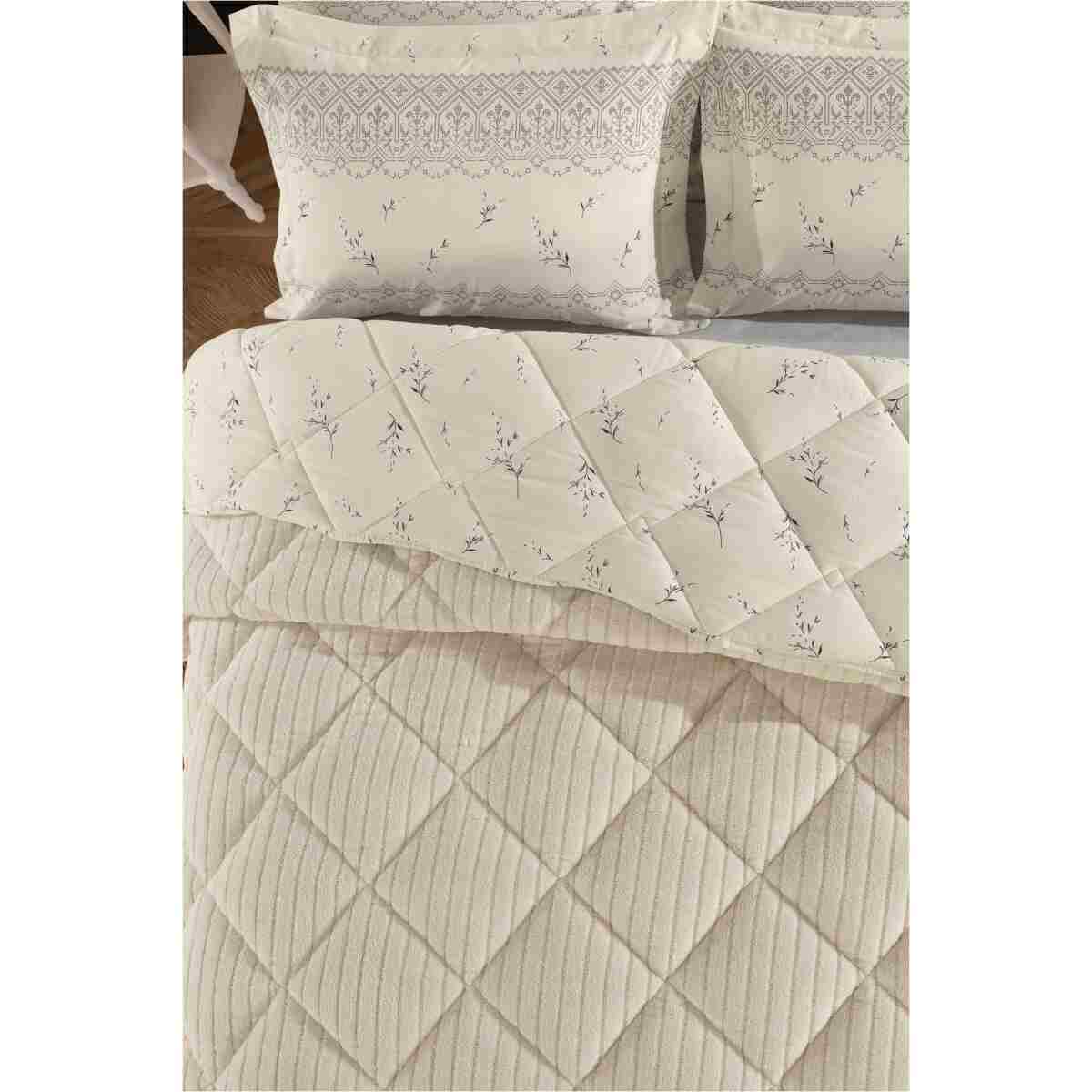 Otelonia Striped Jakarlı Wellsoft Çift Kişilik Uyku Seti Lastikli Çarşaflı 4 Parça - Görsel 5