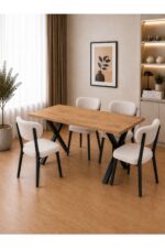 BAMBEDS MOBİLYA 70x110 Yemek Masası Mutfak Masası 4 Kişilik Masa Sandalye Takımı Elma Sandalye - Görsel 5