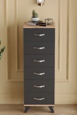AEKA AE-3038 Belinda 6 Çekmeceli Antrasit Gri Şifonyer Komodin 132*45*36 cm - Görsel 4