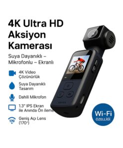 Bubitechh Full HD 1080P Aksiyon Kamerası – Suya Dayanıklı, Geniş Açılı, Mikrofonlu Wifi