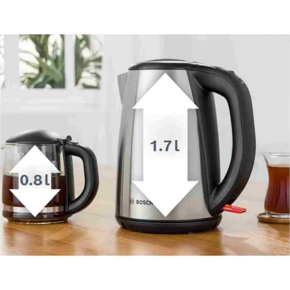 Bosch TTA5603 Paslanmaz Çelik Çay Makinesi Cam Demlikli Tea Maker - Görsel 2