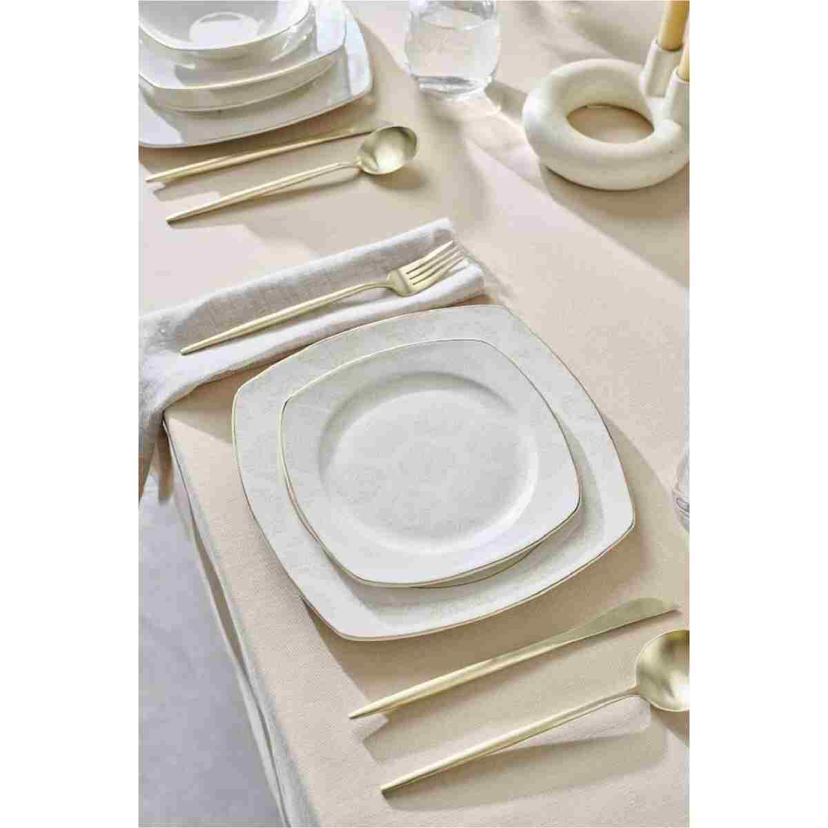 Karaca Square Bone Serena 24 Parça 6 Kişilik Porselen Yemek Takımı - Görsel 2