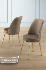 Canisa Prah Serisi 90x160 Lak Panel Hazar Gold Ayak Masa Takımı 6 Cappucino Sandalye - Görsel 2