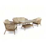 MONALİN HOME GARDEN Monalin Mobilya Miami 5 Kişilik(3-1-1-MASA) Rattan Örgü Bahçe Mobilyası