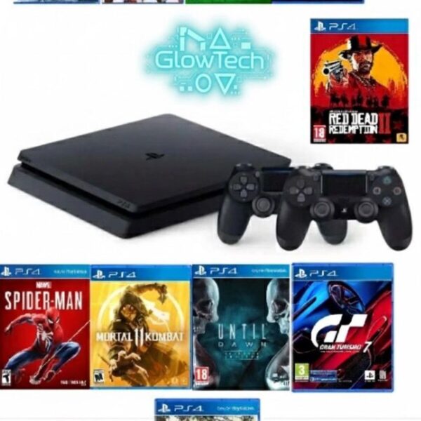 GlowTech Bursa Sony Ps4 1 Tb Slim Kasa 10 Oyunlu 2 Adet V2 Kol (11.00V) Revize Edilmiş Ürün 12 Ay Garanti