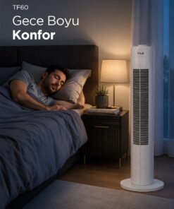 Yui TF60 60W 90 Cm 3 Hız Ayarlı Kule Tipi Vantilatör Fan - Beyaz - Görsel 3