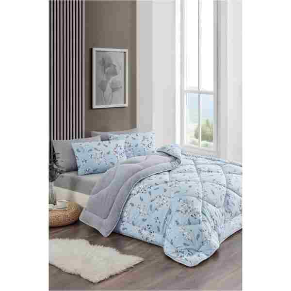 MARLA HOME Çift Kişilik Welsoft Yorgan Uyku Seti | Lastikli Çarşaflı | Bahar