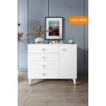 mapahomeliving Simple 4 Çekmeceli 1 Kapaklı Modern Şifonyer Beyaz Gümüş