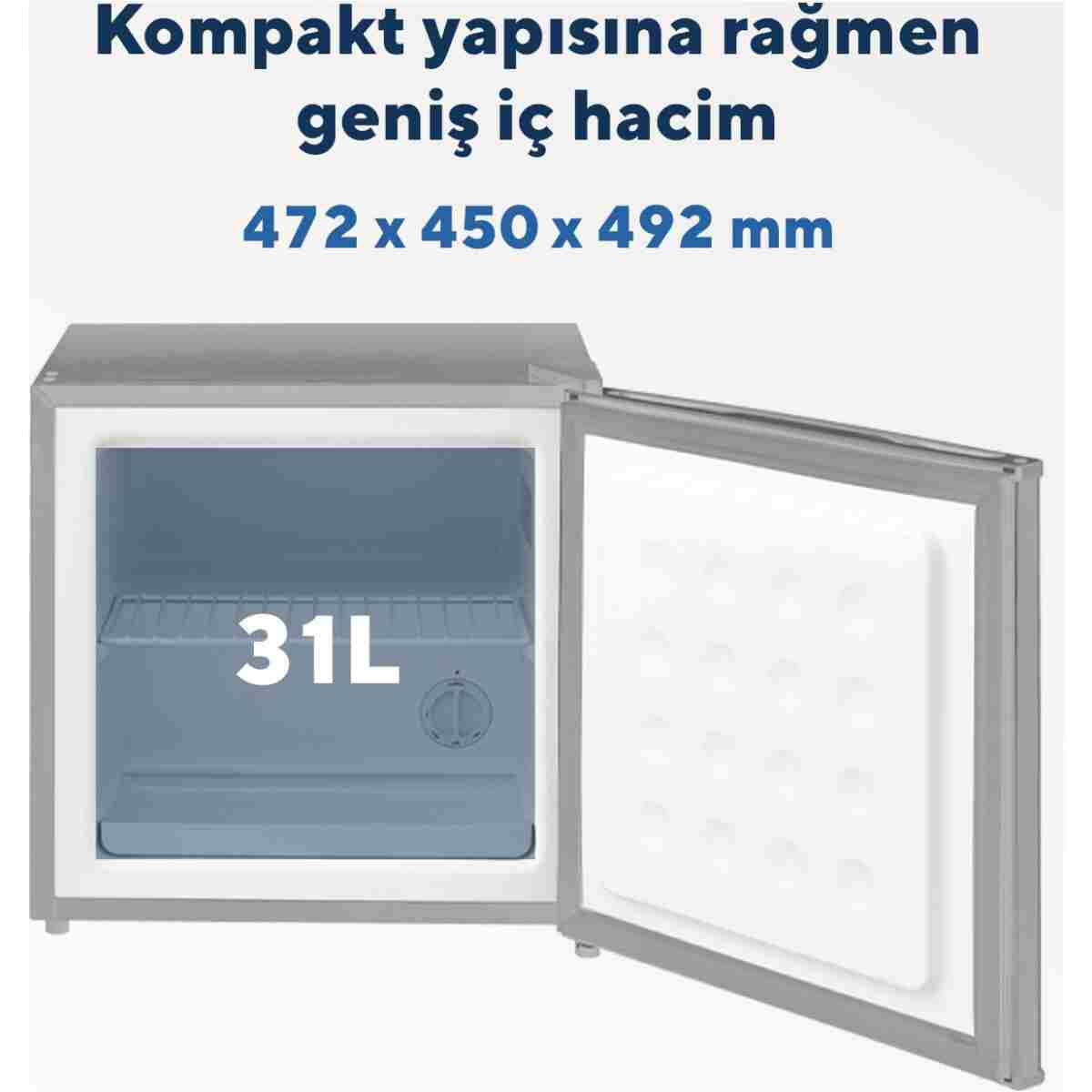 KUMTEL 31L Mini Dondurucu Silver HFR-50SL - Görsel 3