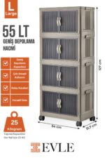 EVLE Katlanabilir Modüler Dolap 4 lü 54 cm x 31,7 cm x 127 cm - Görsel 9