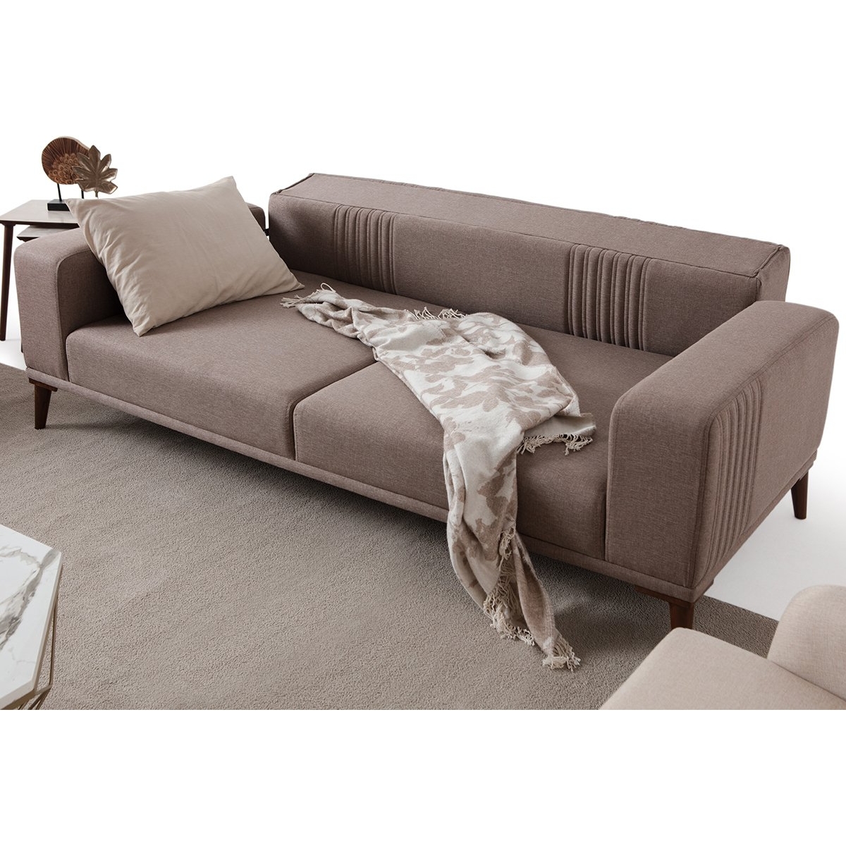 EDSY HOME Regnar 3+3+1+1 Koltuk Takımı Kahverengi - Sütlü Kahve - Görsel 4