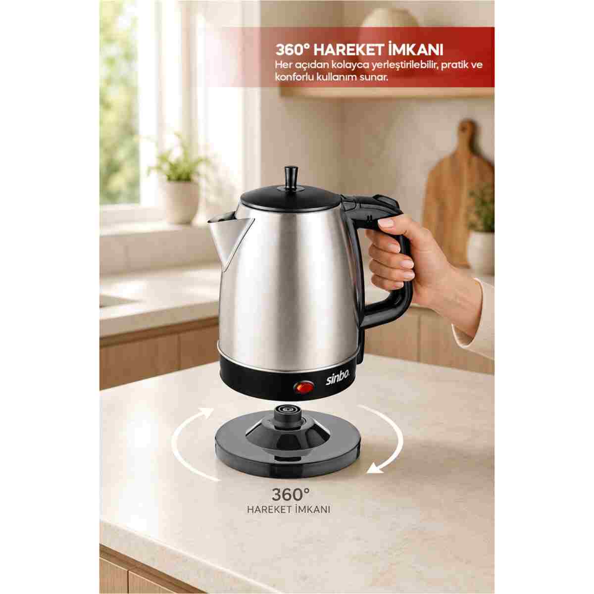 Sinbo STM-5827 2’si 1 Arada Paslanmaz Çelik Çay Makinesi ve Su Isıtıcı Kettle - Görsel 10
