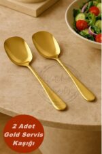 Kitchen Beauty 2 ADET Pratik 21 Cm Paslanmaz Çelik Lüx Servis Salata Kaşığı Spatula | Çelik Yemek Servis Kaşığ - Görsel 2