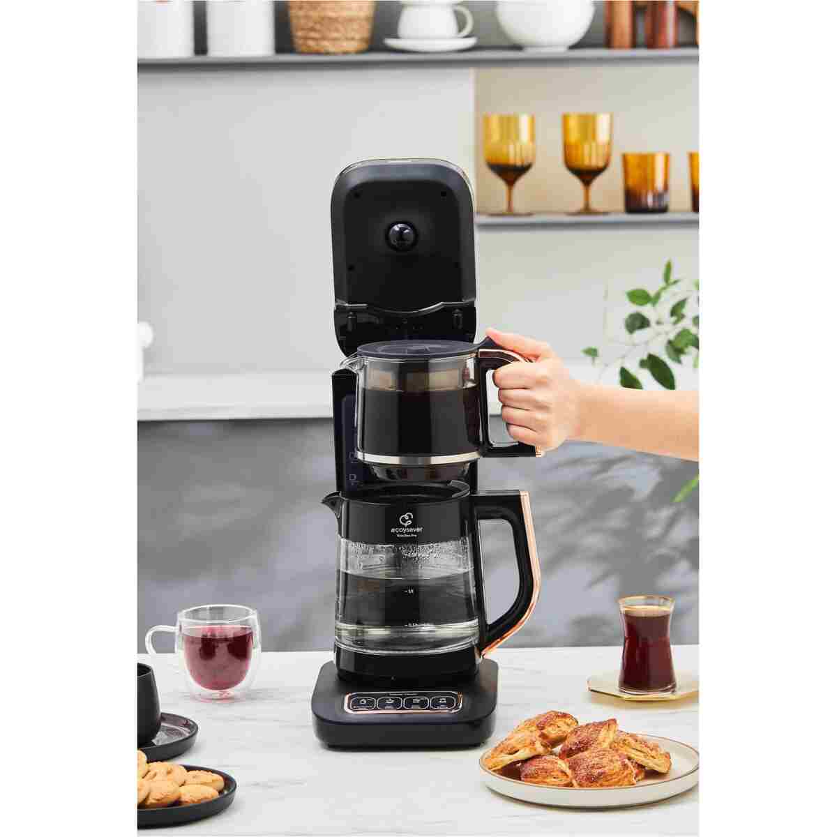 Karaca Robotea Pro 4 in 1 Konuşan Cam Çay Makinesi Black Copper - Görsel 3