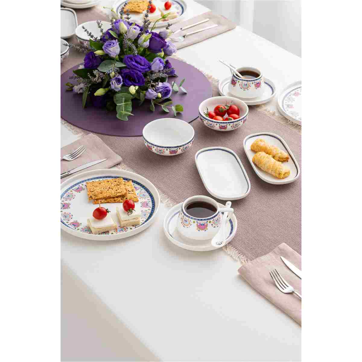 Emsan Ethnic Pink Porselen 32 Parça 6 Kişilik Kahvaltı / Servis Takımı - Görsel 22