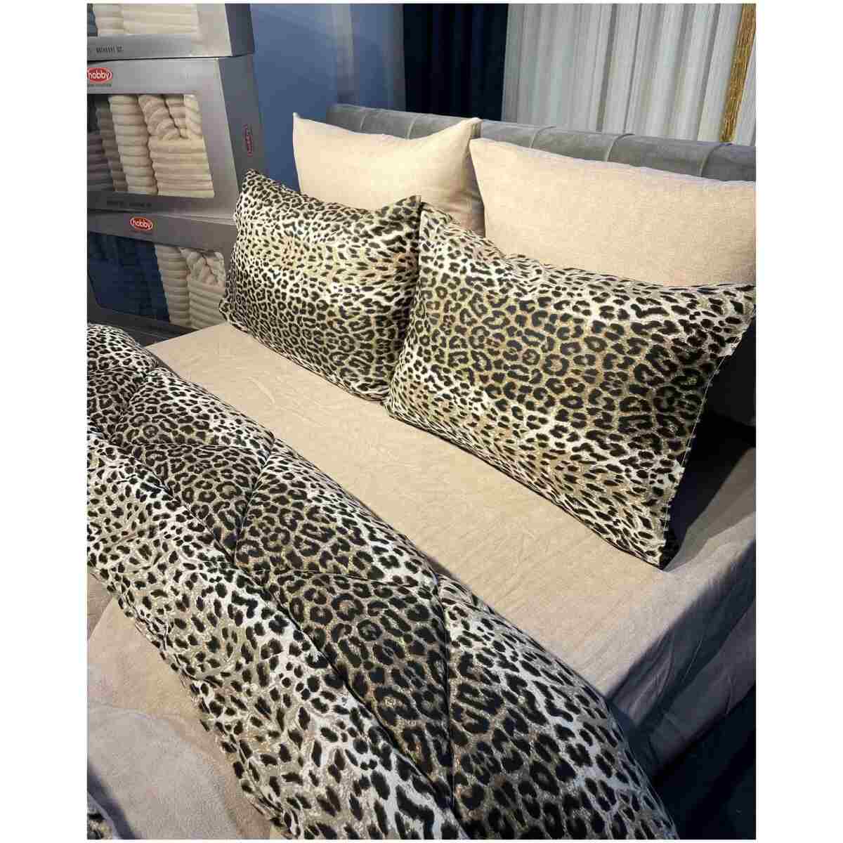 Home Çift Kişilik Welsoft Yorgan Uyku Seti Leopar Desen | Lastikli Çarşaflı | Çeyiz Seti | 6 PARÇA - Görsel 3