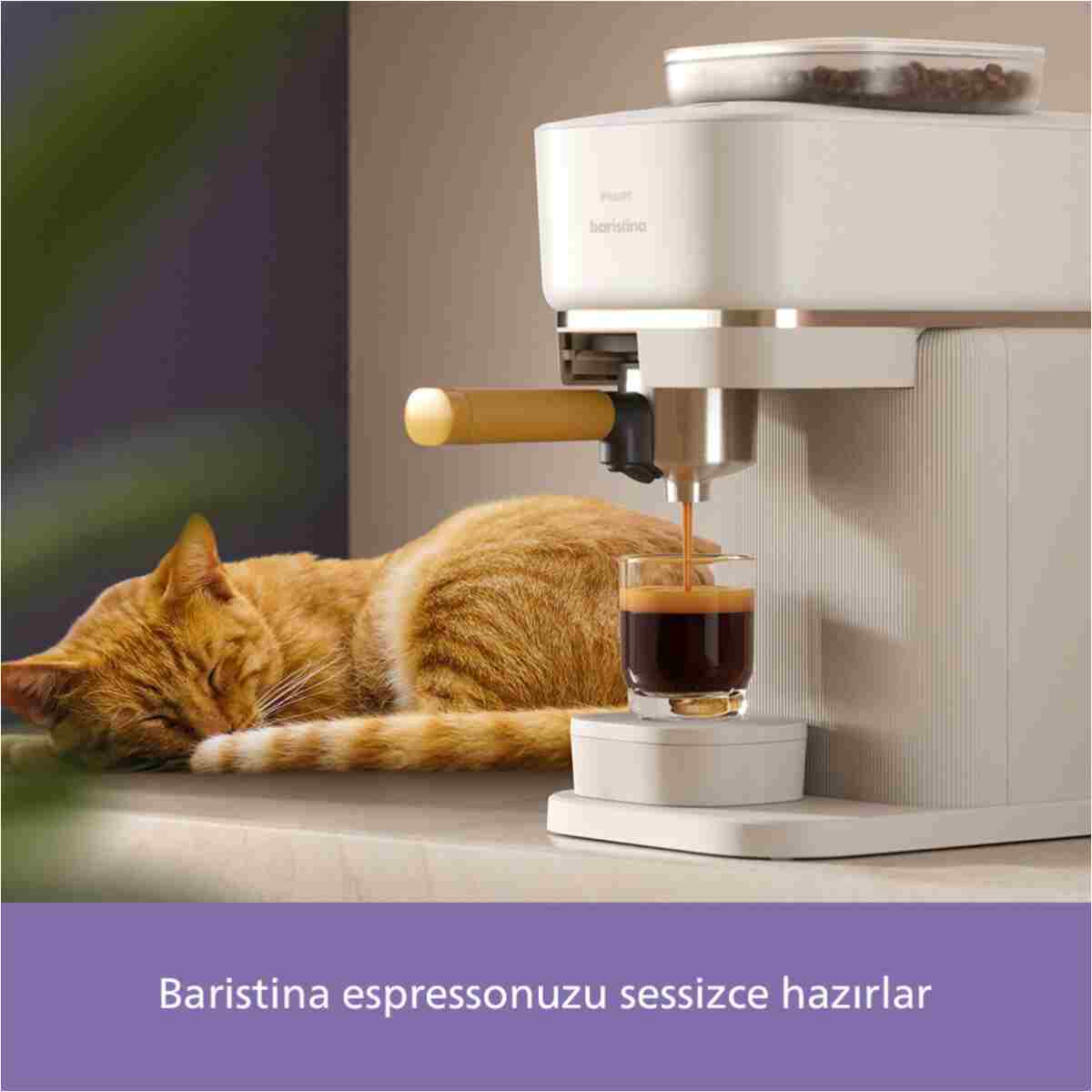 Philips Baristina Serisi Espresso Makinesi, 16 Bar Basınç, Kompakt, Beyaz, BAR300/03 - Görsel 16