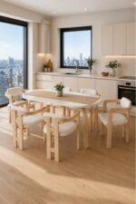 weltwood 6 Kişilik Kelebek Masa ve 6 İskandinav Sandalye seti | %100 MDF | %100 Kayın Ağacından Ayak Malzemesi - Görsel 4