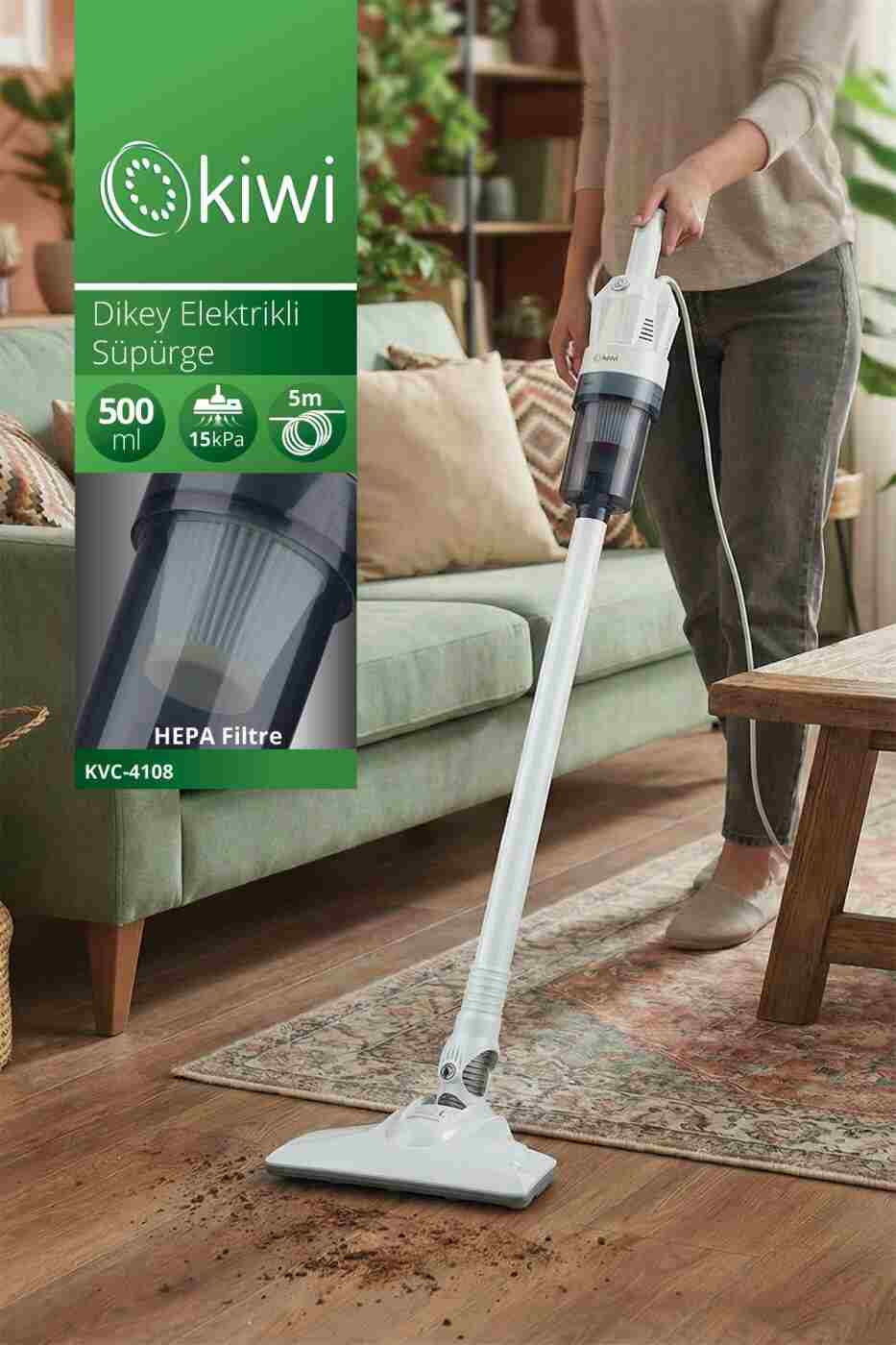 Kiwi Kvc-4108 Dikey Elektrikli Süpürge Beyaz