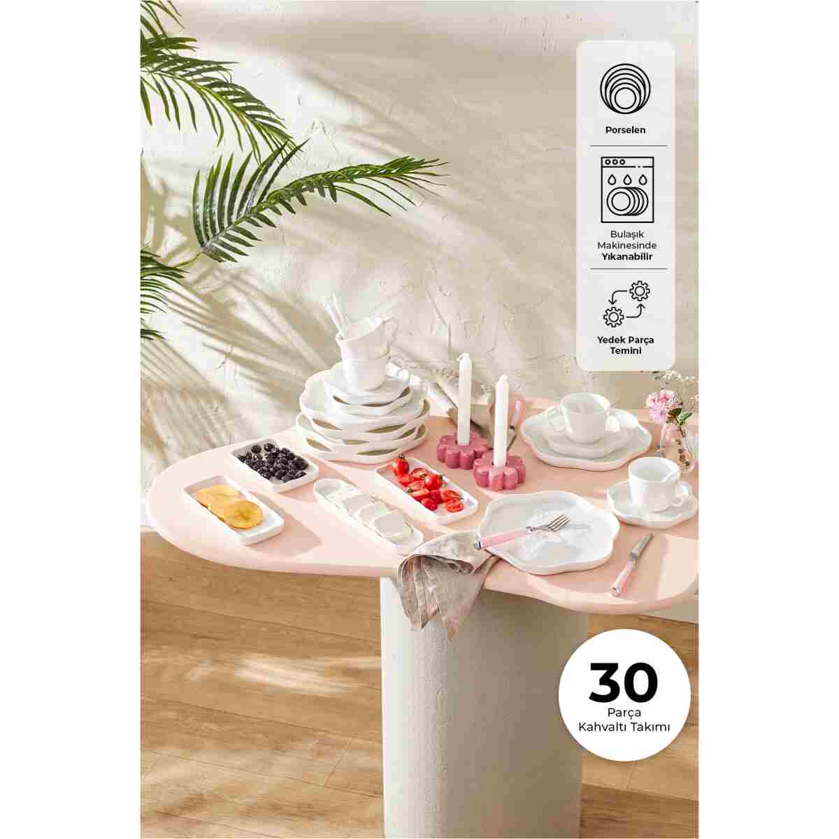 Emsan Florist 30 Parça 6 Kişilik Porselen Kahvaltı Servis Takımı - Görsel 7