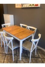 VOGUE TASARIM VE AKSESUAR 70x110 Mutfak Yemek Masası Takımı 6 Sandalyeli 4-6 Kişilik Atlantik Çam Beyaz Modern Şık Kampanyalı - Görsel 5