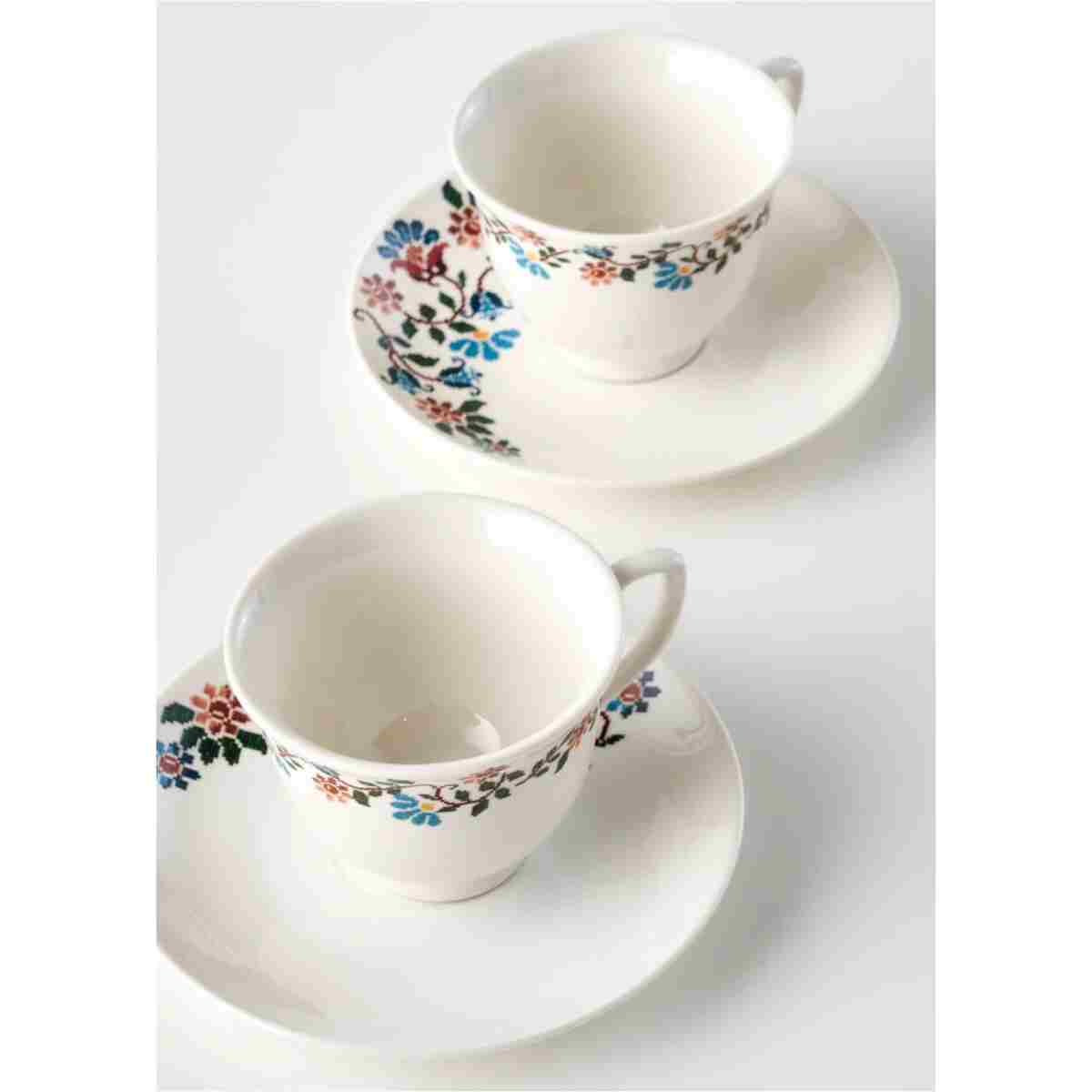 Bella Maison Vintage Porselen 6'lı Kahve Fincanı Takımı Mavi (90 cc) - Görsel 2