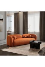Bilgin Design Luna Koltuk Takımı 3 3 1 1 Açık Bej - Turuncu - Görsel 13