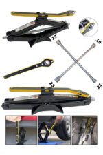 MOONSHOP Oto Krikosu 1.5 Ton Makas Cırcırlı Araç Kriko + Bijon Anahtarı -cırcır Ve Bijon Anahtarı Set - Görsel 6
