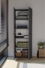 alpaevmobilya 150 Cm 2 Kapaklı 5 Raflı Geniş Çok Amaçlı Yatak Odası Kıyafet Dolabı Düzenleyici Ve Organizer - Görsel 4