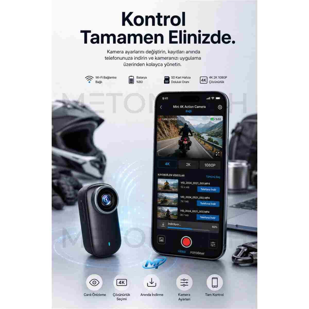 METONTECH 4K Ultra HD Mini Aksiyon Kamerası | Taşınabilir, Wi-Fi, Geniş Açı Lens, Zengin Kutu İçeriği, IP65 Su Geçirmez, Kompakt Tasarım - Görsel 4