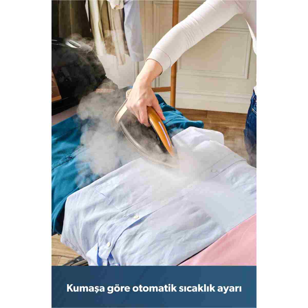 HOMEND Jetsteam 1175H Otomatik Kumaş Tanımalı 8 Bar Buhar Kazanlı Ütü Siyah Gold - Görsel 7