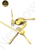 NEWNOW Paslanmaz Çelik Gold Çatal Bıçak Kaşık Seti 30 Parça 6 Kişilik - Görsel 4