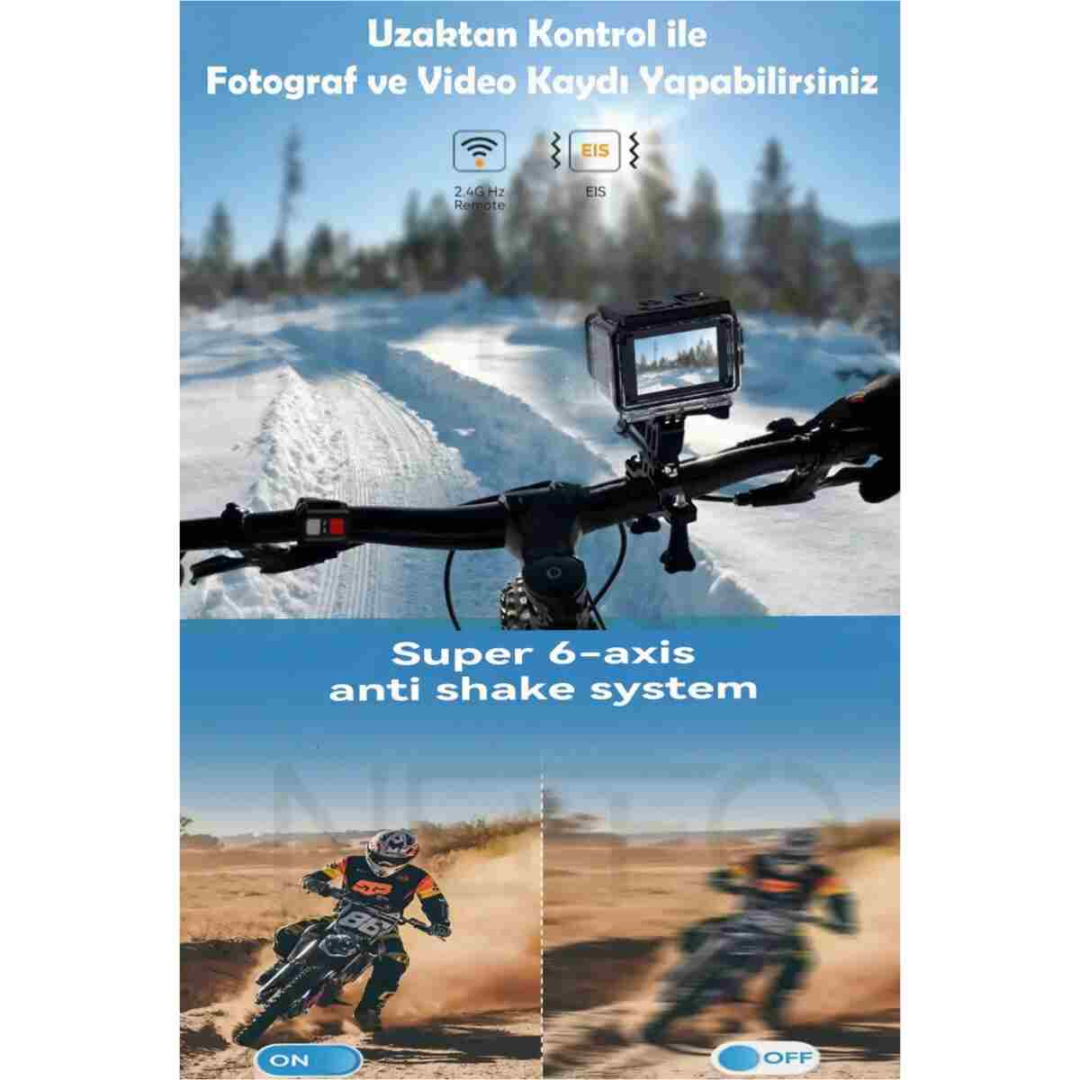 NEFFO Motorcu Seti 4K Aksiyon Kamerası + Intercom V10 – Motorcu interkom Sürüş İletişim Ve Çekim Seti - Görsel 14