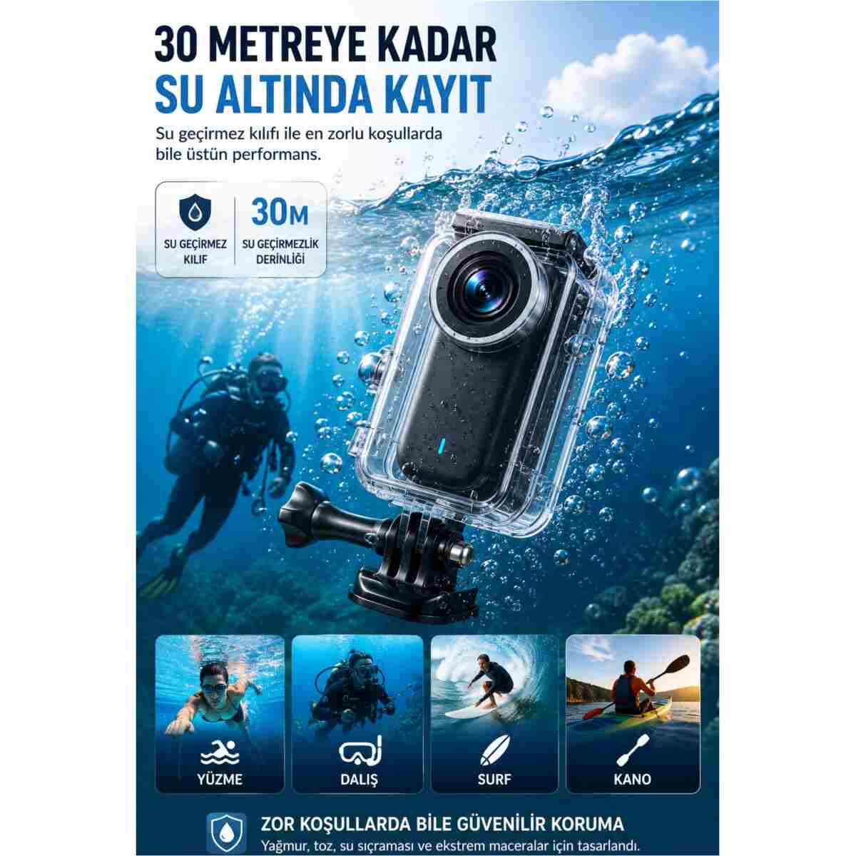 Omaze 4K UHD Mini Aksiyon Kamerası WiFi Bağlantılı Manyetik Klipsli Giyilebilir Body Cam Spor ve Vlog Kamerası - Görsel 2