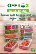 OFFBOX 20 Adet 1 Lt. Kendinden Kapaklı Difrize Uygun Buzluk Saklama Kutusu Düzenleyici - Görsel 4