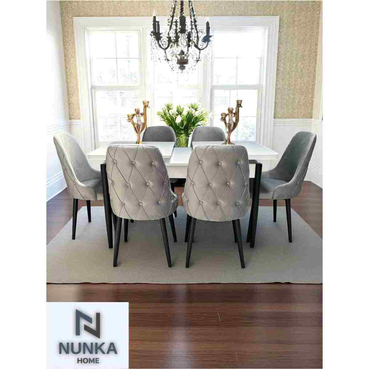 NUNKA HOME Şato Serisi Mutfak ve Salon Yemek Masası Takımı +6 Sandalyeli Krem Modern ve Şık Tasarım - Görsel 7