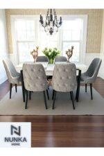 NUNKA HOME Şato Serisi Mutfak ve Salon Yemek Masası Takımı +6 Sandalyeli Krem Modern ve Şık Tasarım - Görsel 7