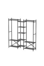 Bofigo 10 Raflı Metal Gardırop Metal Portmanto Açık Gardırop Elbise Dolabı Vestiyer Openix Antrasit - Görsel 7