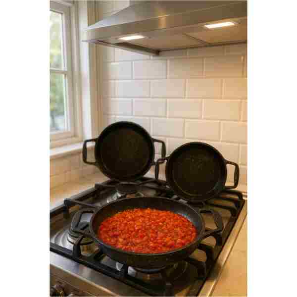 LinkaHome 3 Lü Döküm Granit Sahan Seti Tava Seti 18/20/22 Cm