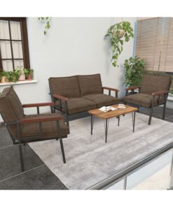 Mygusi " Modern'' Serisi Balkon, Bahçe, Cafe - Metal Kanepe Koltuk Takımı - 2 1 1 - Sehpalı Koyu Gri - Görsel 7