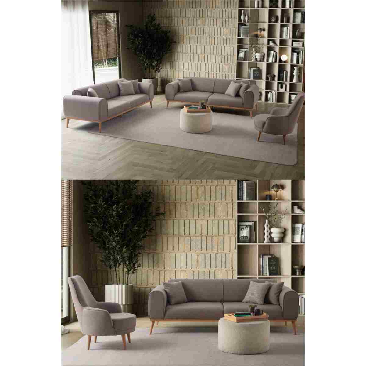 EDSY HOME Rebull 3+3+1 Koltuk Takımı Kahverengi + Sütlü Kahve - Görsel 10