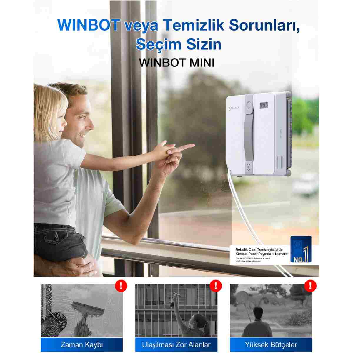 Ecovacs WINBOT Mini Cam Silme Robotu, Ultrasonik Atomizasyonlu Çift Nozullu Püskürtme Sistemi - Görsel 9