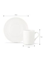Madame Coco Ligne 6 Kişilik 12 Parça Kahve Fincan Takımı - Beyaz - 110 ml - Görsel 3