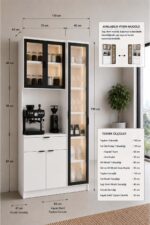Misterium Dream Premium Kahve İstasyonu - Kahve Köşesi ve Mutfak Ünitesi - Beyaz Füme Temperli Camlı LED Modül - Görsel 15