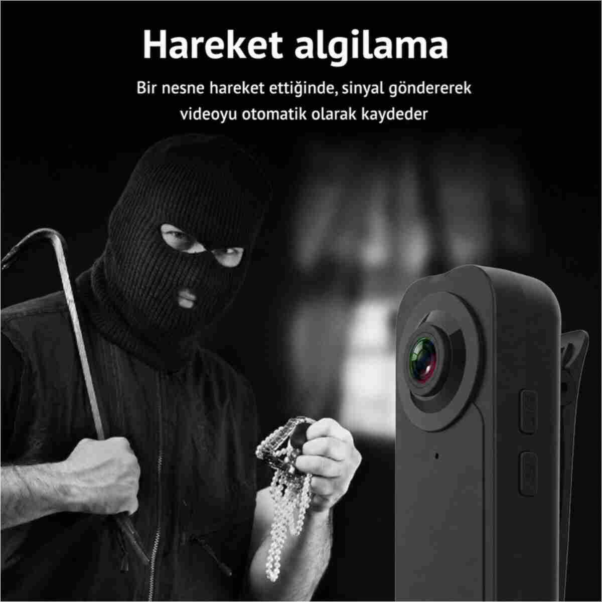 maetheus A18 Mini Yaka Kamerası 1080P Full HD Sesli Video Kaydedici Gece Görüşlü Hareket Algılamalı Taşınabilir Vücut Kamerası - Görsel 5